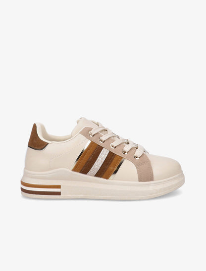 Tennis à bandes texturées - Beige - 1