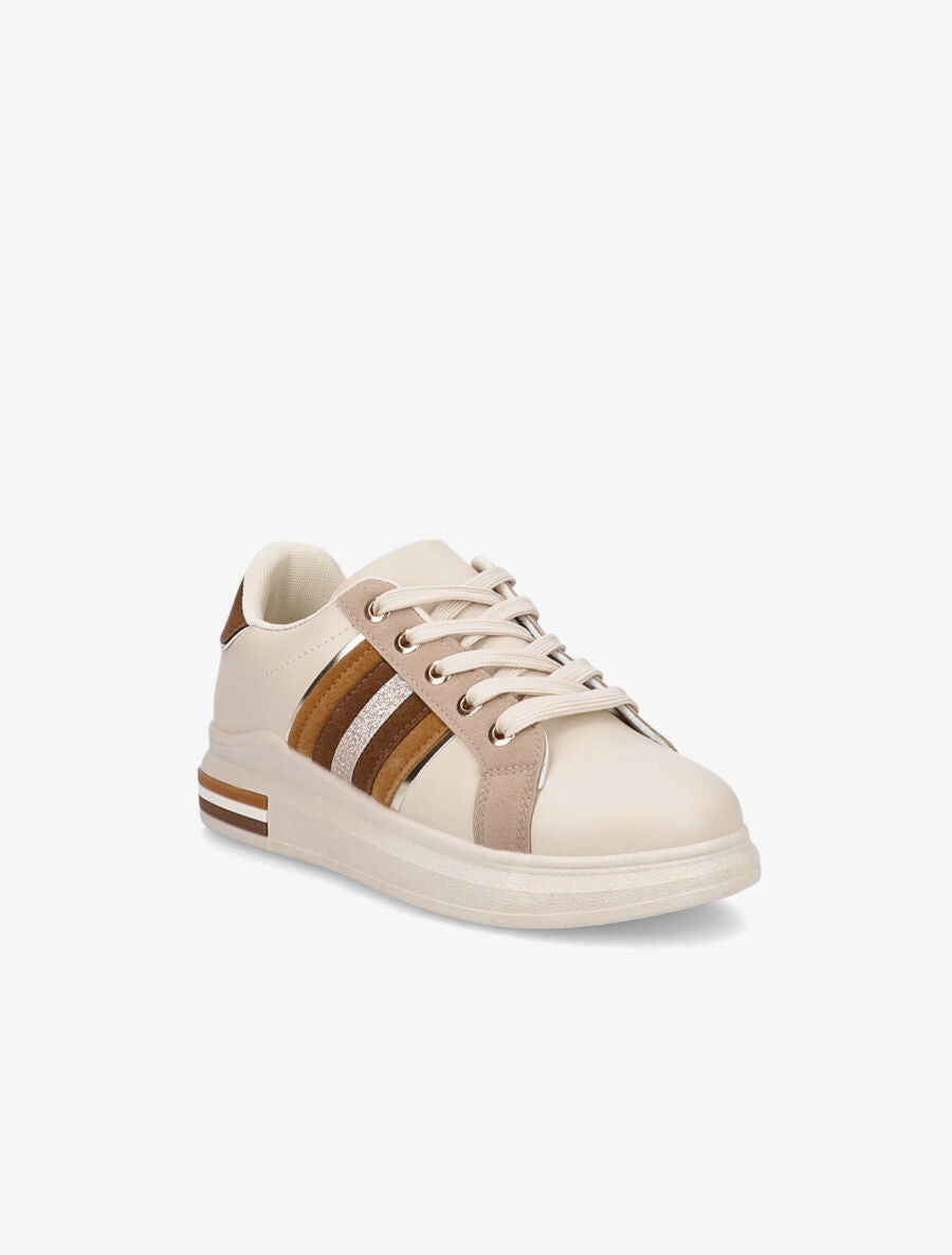 Tennis à bandes texturées - Beige - 2