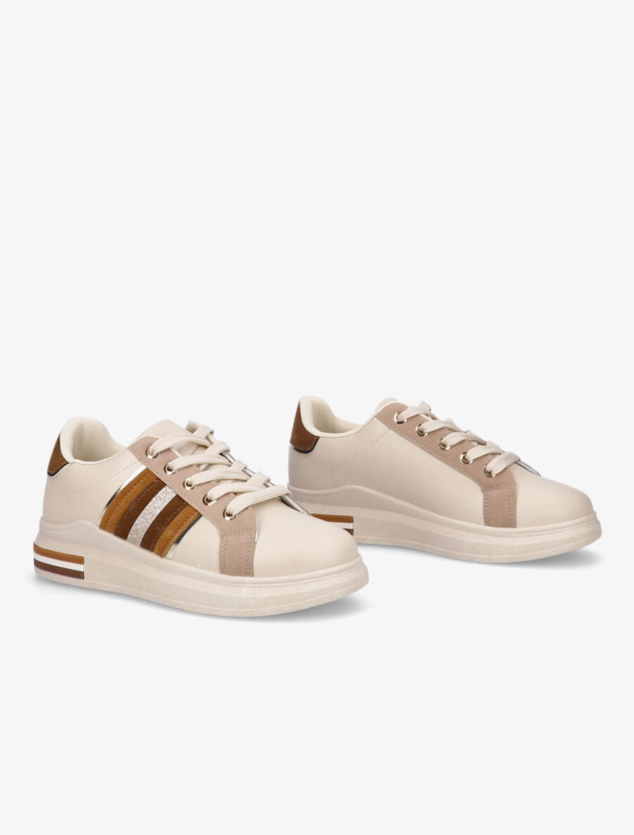Tennis à bandes texturées - Beige - 4