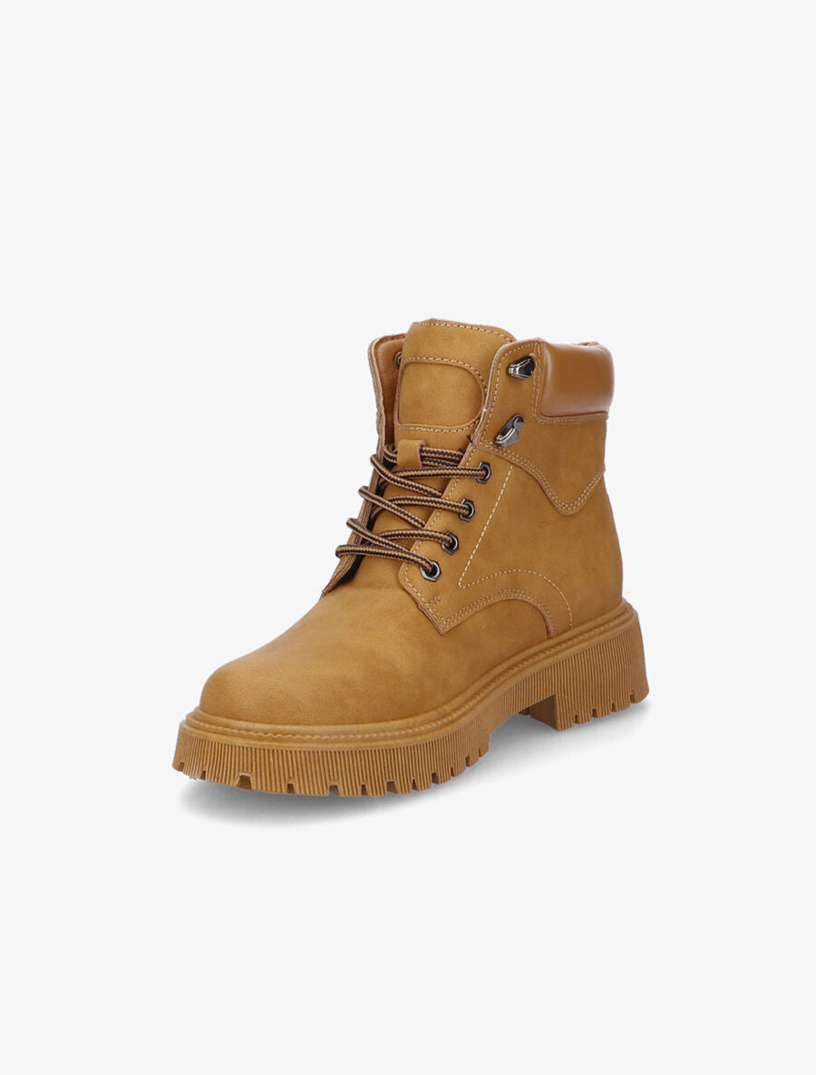 Boots crantées en suédine - Camel - 3