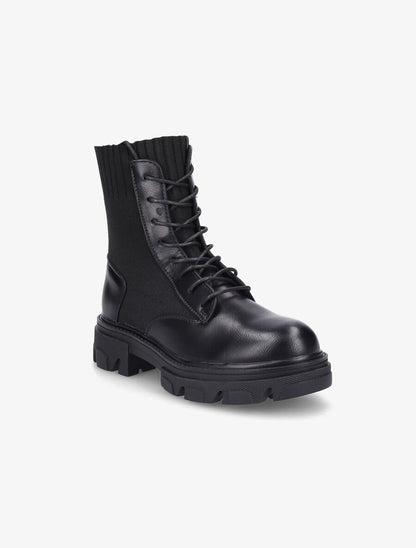 Boots lacées bi-matière - Noir - 2