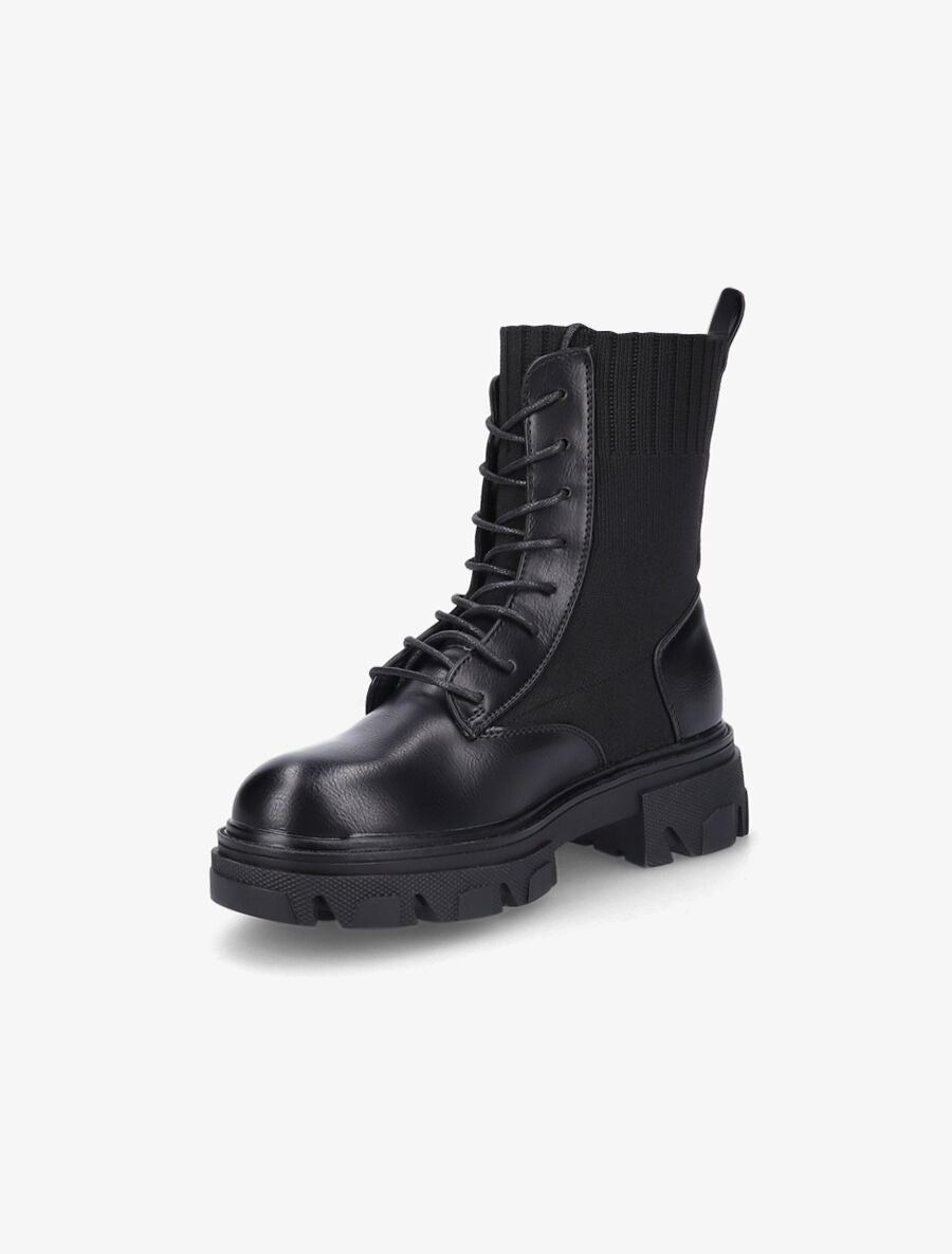 Boots lacées bi-matière - Noir - 3