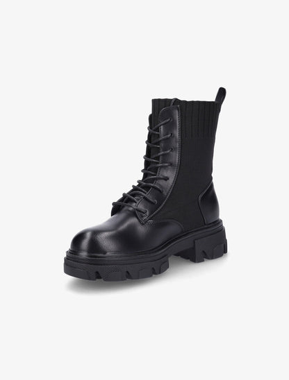 Boots lacées bi-matière - Noir - 3