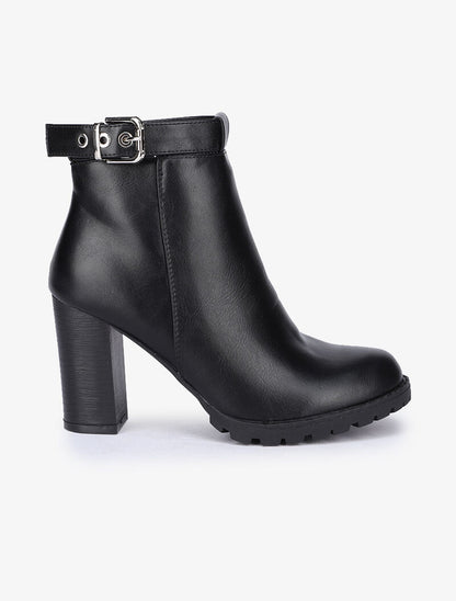 Bottines ajourées à talons et bride à boucle - Noir - 2