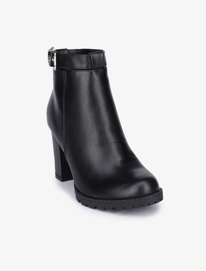 Bottines ajourées à talons et bride à boucle - Noir - 3