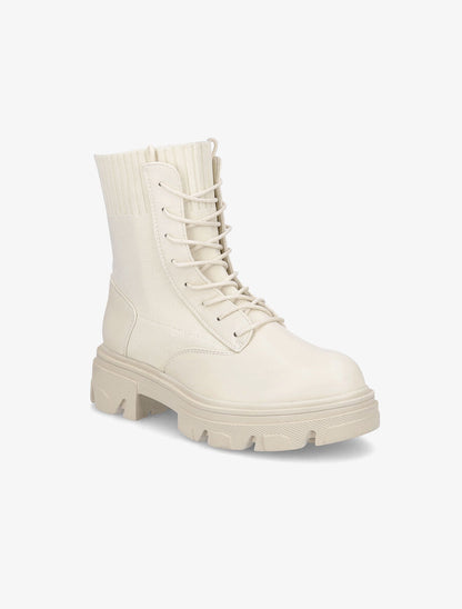Boots lacées bi-matière - Beige - 2
