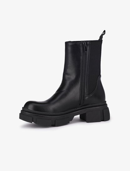 Boots montantes à plateforme stylisée - Noir - 3