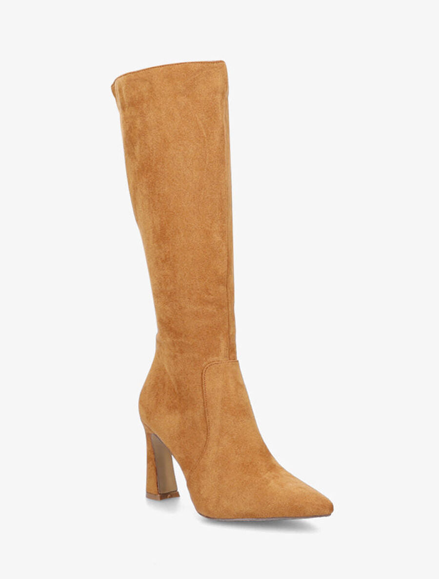 Bottes en suédine et talon haut - Camel - 2