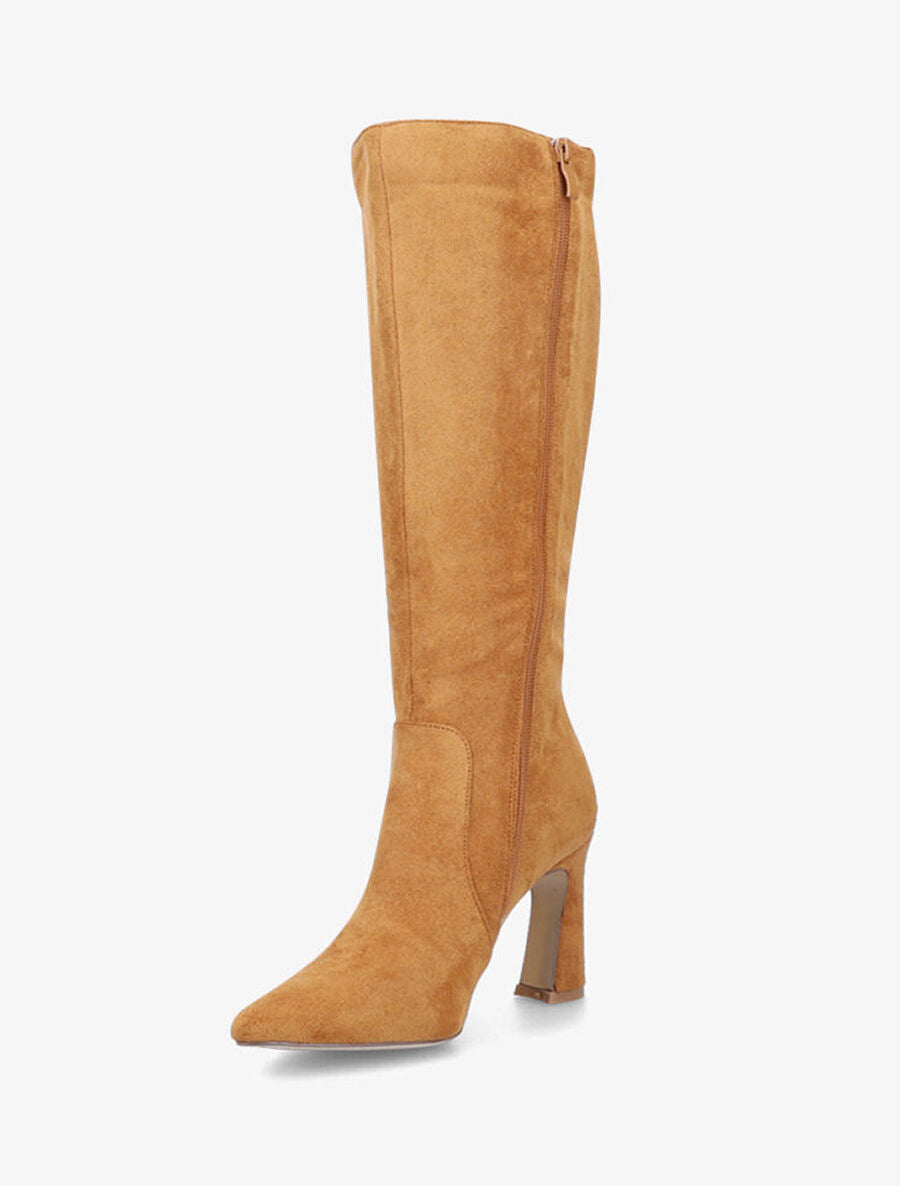 Bottes en suédine et talon haut - Camel - 3