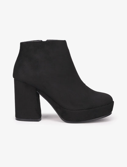 Bottines suédées à talon et plateforme - Noir - 2