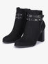 Bottines en suédine à brides cloutées - Noir - 1