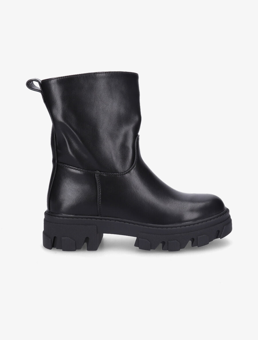 Bottines à plateformes crantées et intérieurs fourrés - Noir - 1