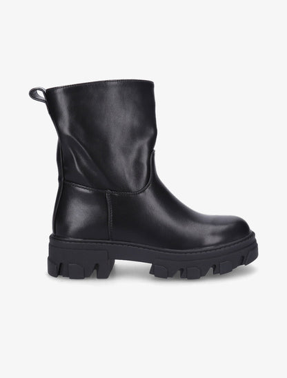 Bottines à plateformes crantées et intérieurs fourrés - Noir - 1