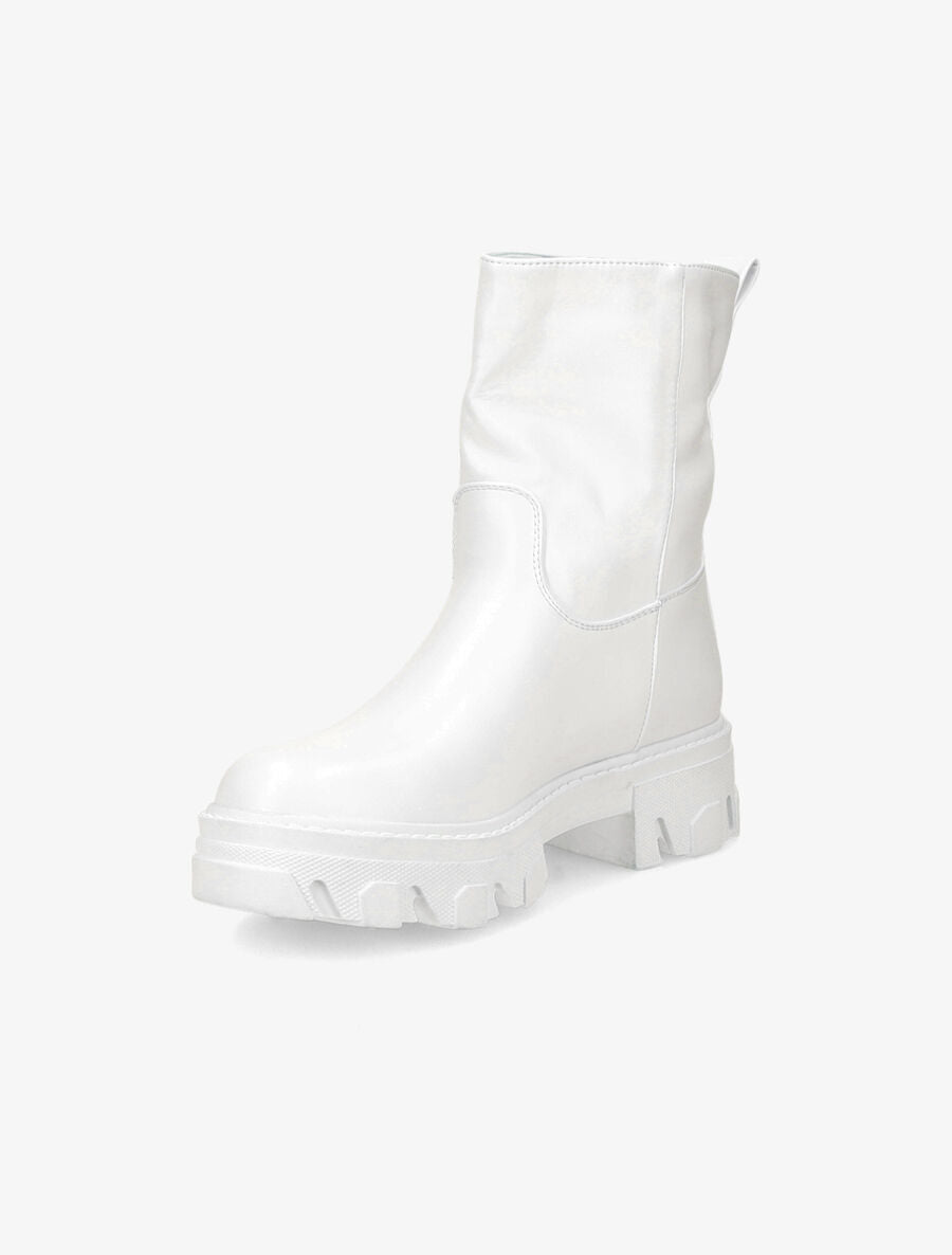 Bottines à plateformes crantées et intérieurs fourrés - Blanc - 3