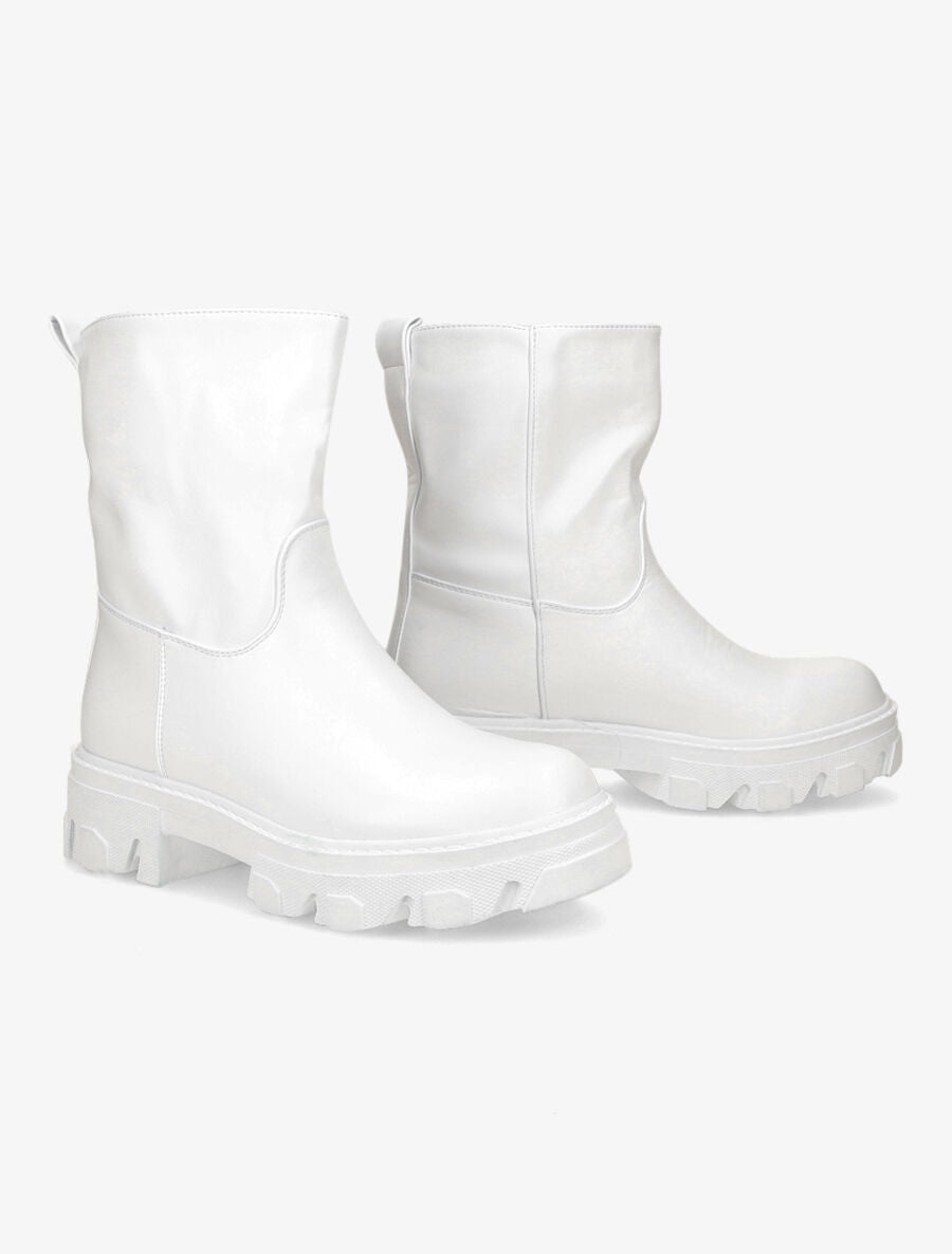 Bottines à plateformes crantées et intérieurs fourrés - Blanc - 4