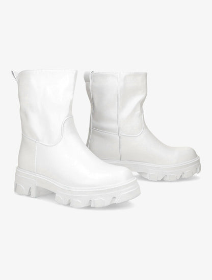 Bottines à plateformes crantées et intérieurs fourrés - Blanc - 4