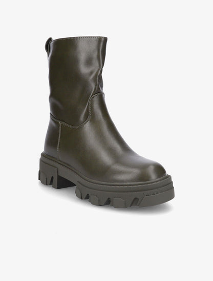 Bottines à plateformes crantées et intérieurs fourrés - Kaki - 2