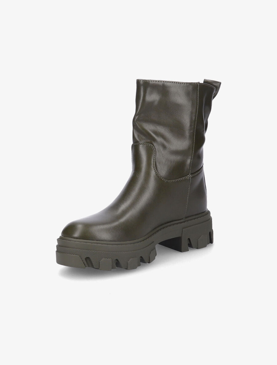 Bottines à plateformes crantées et intérieurs fourrés - Kaki - 3