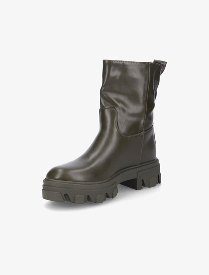 Bottines à plateformes crantées et intérieurs fourrés - Kaki - 3