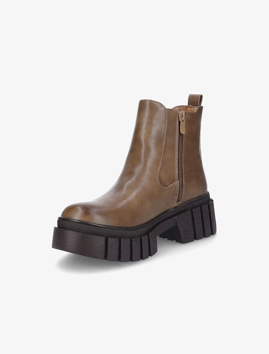 Bottines à semelle plateforme crantée - Taupe - 3