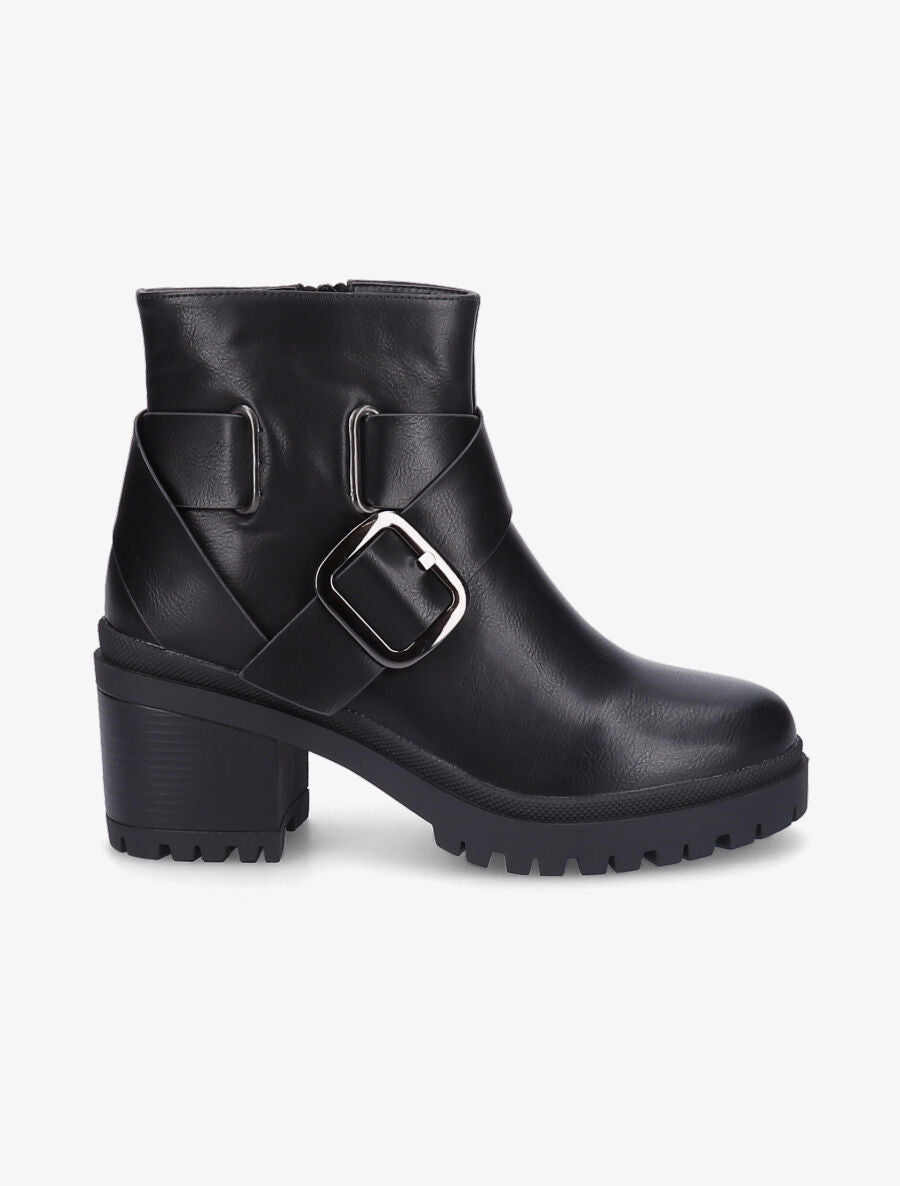 Bottines à boucle et sangle épaisse - Noir - 1
