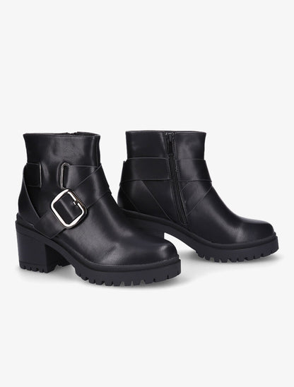 Bottines à boucle et sangle épaisse - Noir - 4