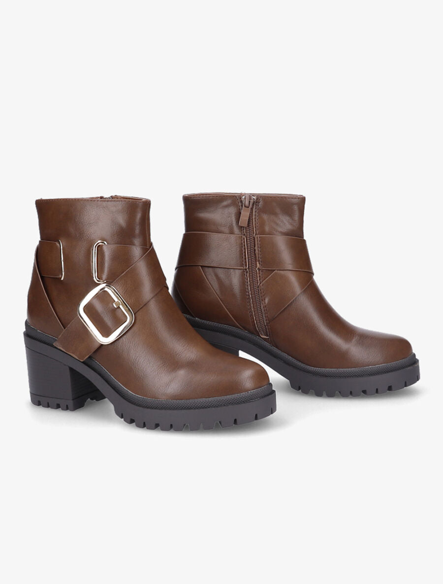 Bottines à boucle et sangle épaisse - Taupe - 4