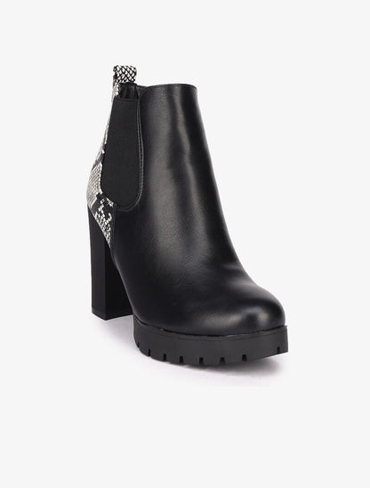 Bottines imprimé python à talon et contrefort - Noir - 3