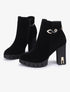 Bottines suédées à bride à strass - Noir - 5