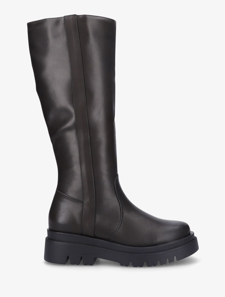 Bottes en simili à semelle crantée - Noir - 1
