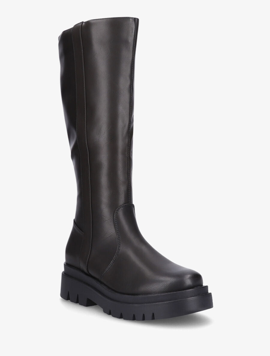 Bottes en simili à semelle crantée - Noir - 2