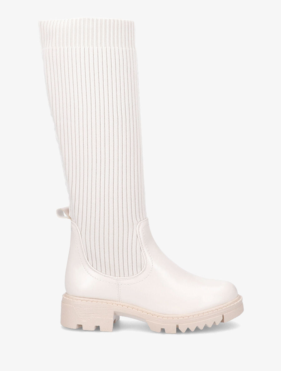 Bottes style chaussettes à semelles crantées - Beige - 1