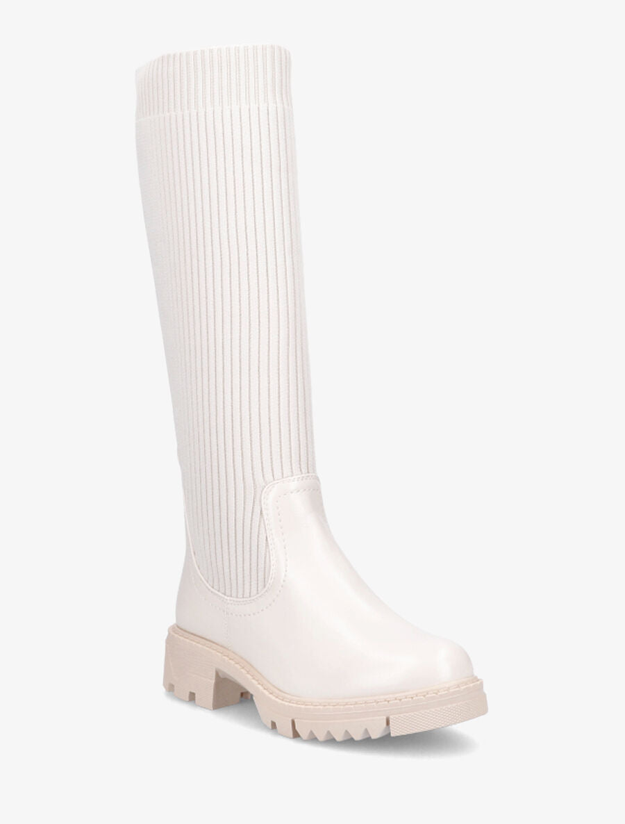Bottes style chaussettes à semelles crantées - Beige - 2
