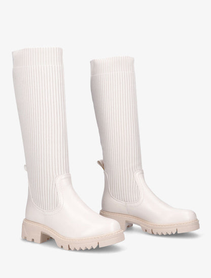 Bottes style chaussettes à semelles crantées - Beige - 4