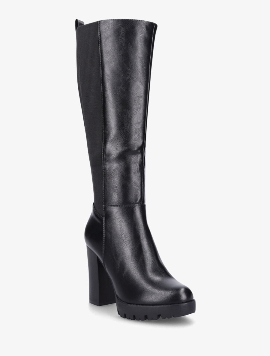 Bottes élastiquées à talon haut - Noir - 2
