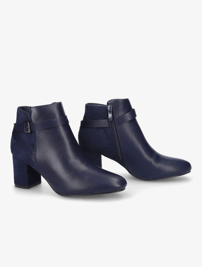 Bottines à talon bi-matière - Bleu - 4