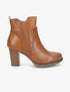 Bottines à talon à empiècement python - Camel - 1