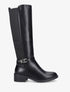 Bottes élastiquées en simili et sangles - Noir - 1