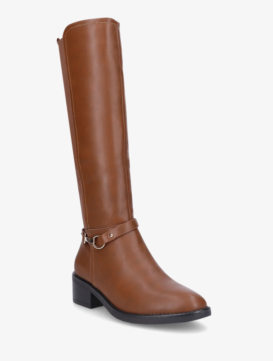 Bottes style cavalière en simili - Camel - 2