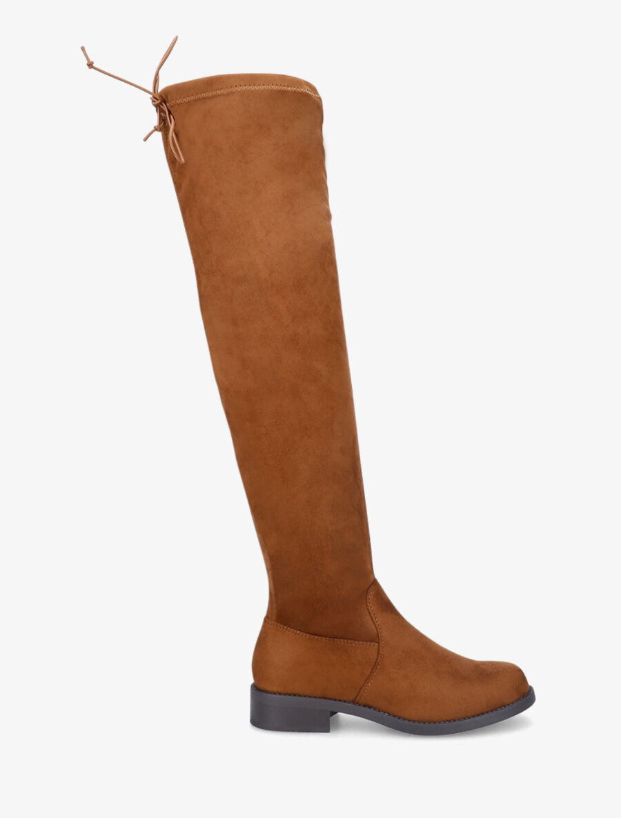 Camel Cuissarde Plate Lacet Cuissardes Plates En Suédine Camel Inspee