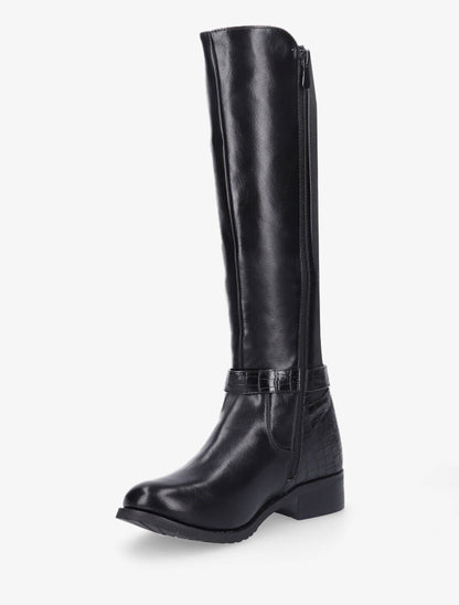 Bottes élastiquées effet croco - Noir - 3