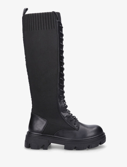 Bottes style chaussettes à lacets - Noir - 1