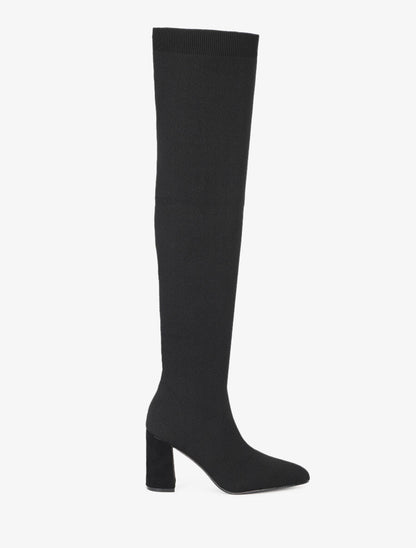 Cuissardes en maille et talon haut - Noir - 5