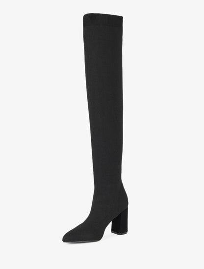 Cuissardes en maille et talon haut - Noir - 2