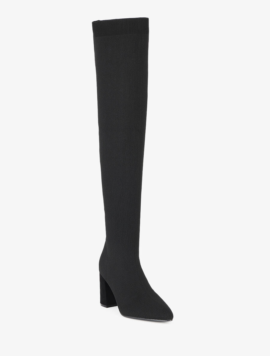 Cuissardes en maille et talon haut - Noir - 3