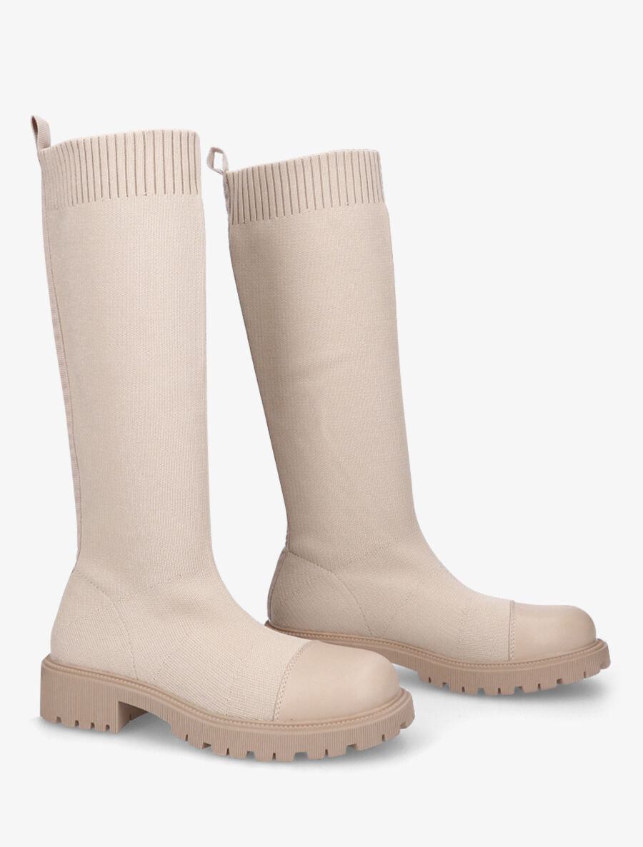 Bottes style chaussettes en maille - Taupe - 4