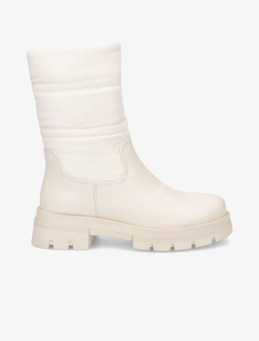 Bottines bi-matière matelassées - Beige - 1