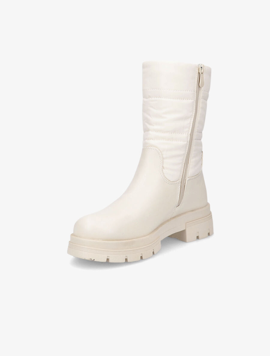 Bottines bi-matière matelassées - Beige - 3