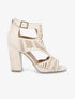 Sandales ajourées à talon haut en suédine - Beige - 5