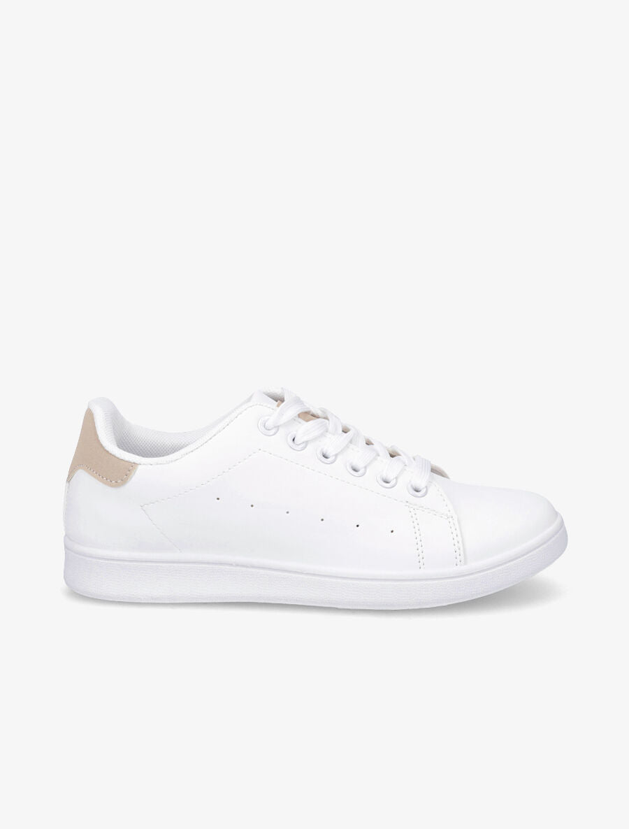 Tennis basiques à contrefort contrastant - Beige - 1